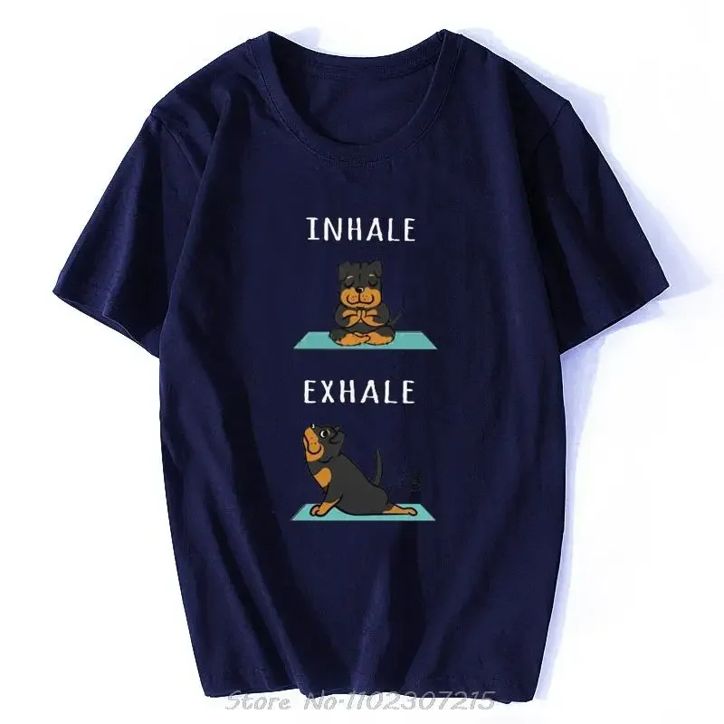 Мужские футболки Rottweiler Yoga Inhale Exhale хлопковая футболка с коротким рукавом стильная