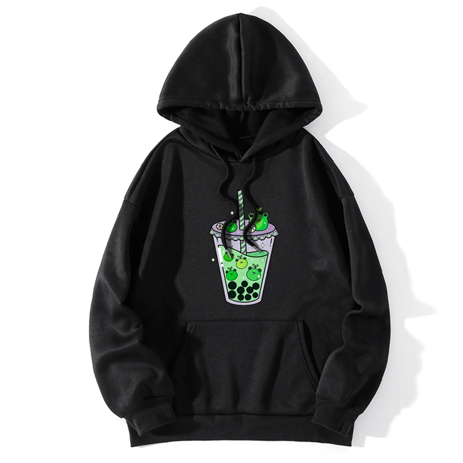 

Sweat Shirts Women Thin Sweatshirt Women Women Milk Tea Print Hooded Round Neck Loose Sweat Shirts Women Thin Sweatshirt Women