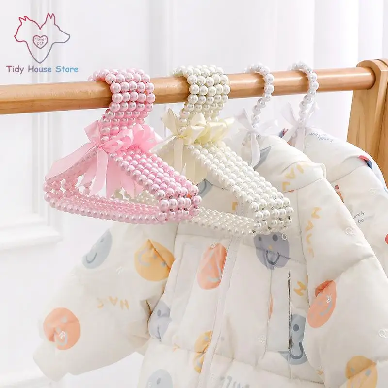 

10pcs 20cm Cute Pet Kid Pearl Plastic Bowknot Hanger Cat Clothes Pet Supplies Hanger Dogs Pets Hanger Accessories