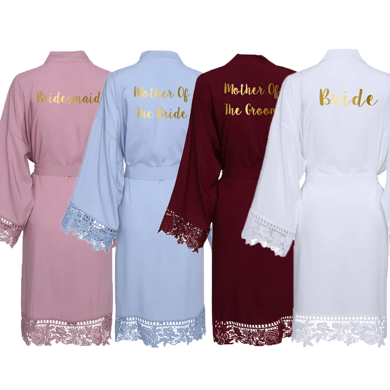 Cotton Lace Robes Women Bride Robe Bridesmaid Robes Women Wedding Robe Bride Robe Sleepwear Kimono Robe Bridal Robe