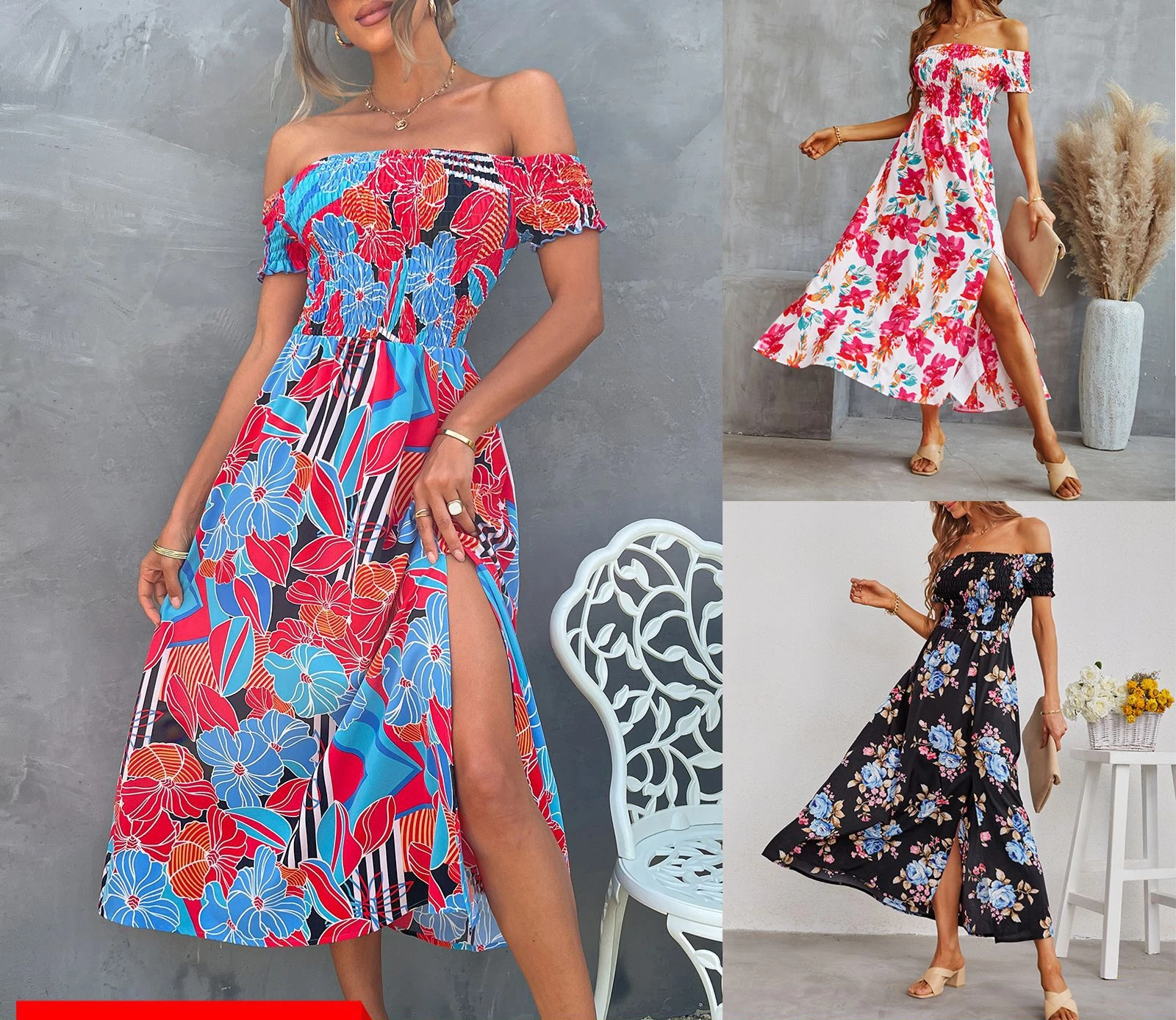 

2022 Women's Summer New Wrap Chest Print Bifurcated Waist Dress Casual Party Sexy Dresses Female & Lady
