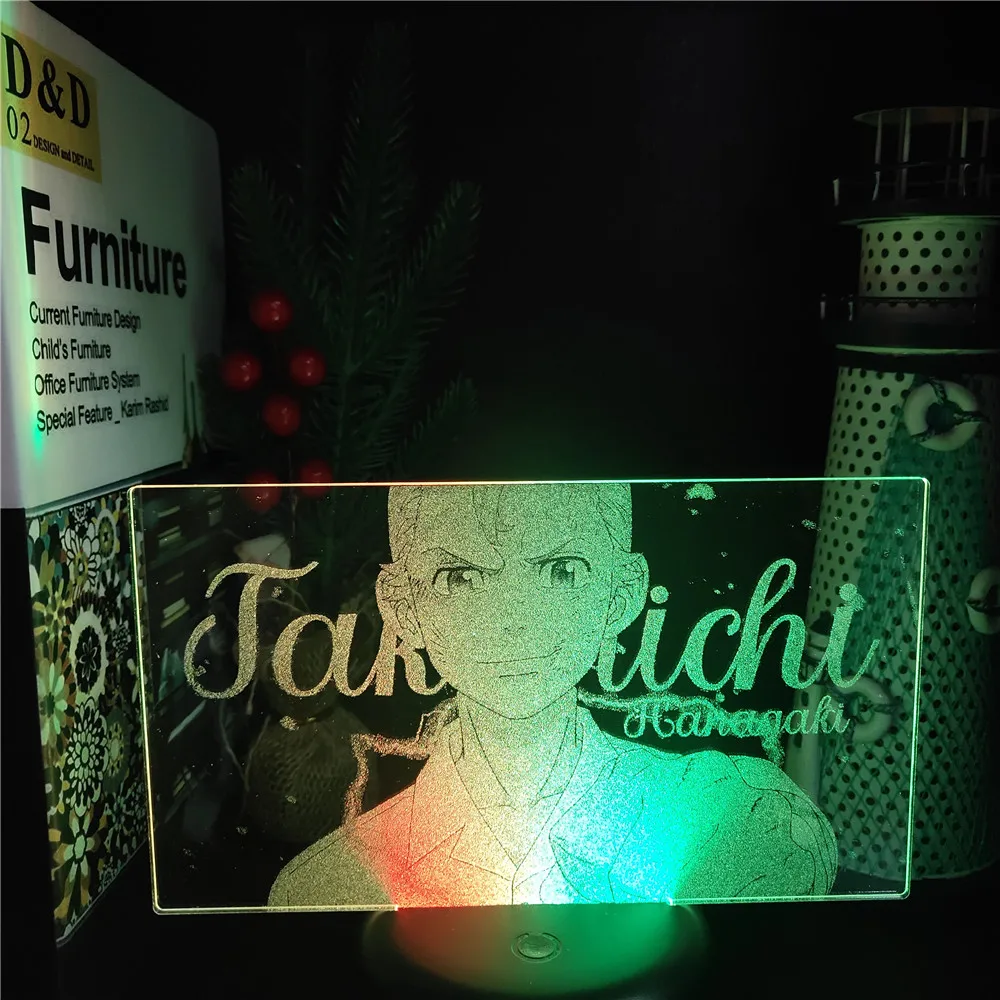 

TOKYO REVENGERS Anime TAKEMICHI LETTERMAN 3D Night Light Kid Room Decor Bedside Illuminator Gamer Desk Fantasy Display MX