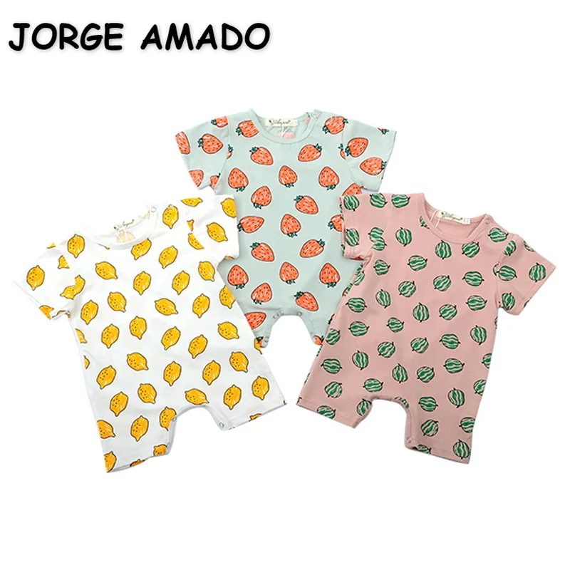 

2022 New Summer Baby Girl Boy Romper Cartoon Fruit Round Collar Short Sleeves Jumpsuit Newborn Playsuit Infant Outwear E9217