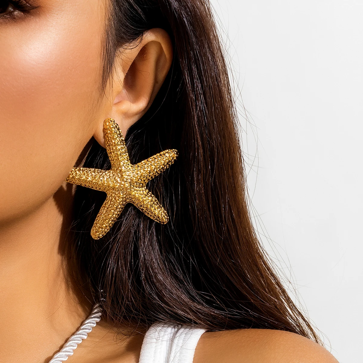 

IngeSight.Z Exaggerated Big Starfish Shape Drop Earrings for Women Vintage Gold Color Metal Dangle Earrings Statement Jewelry