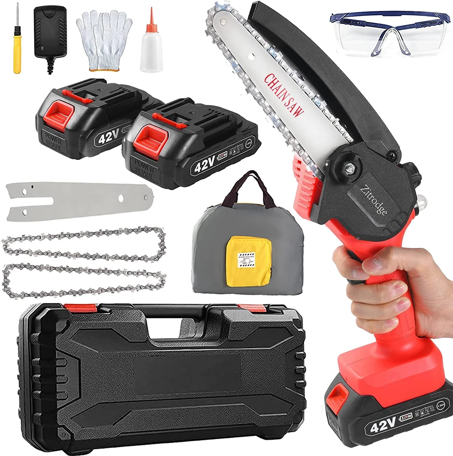 

2023 New Mini Chainsaw, 6 inch 42V Cordless Electric Pruning Chain Saw, One-Hand Rechargeable Portable Chainsaw Metal wall plate