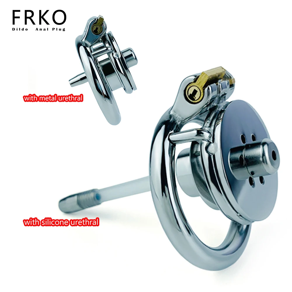 FRKO Мужской плоский перевернутый подключаемый цилиндр Клетка целомудрия Уретра