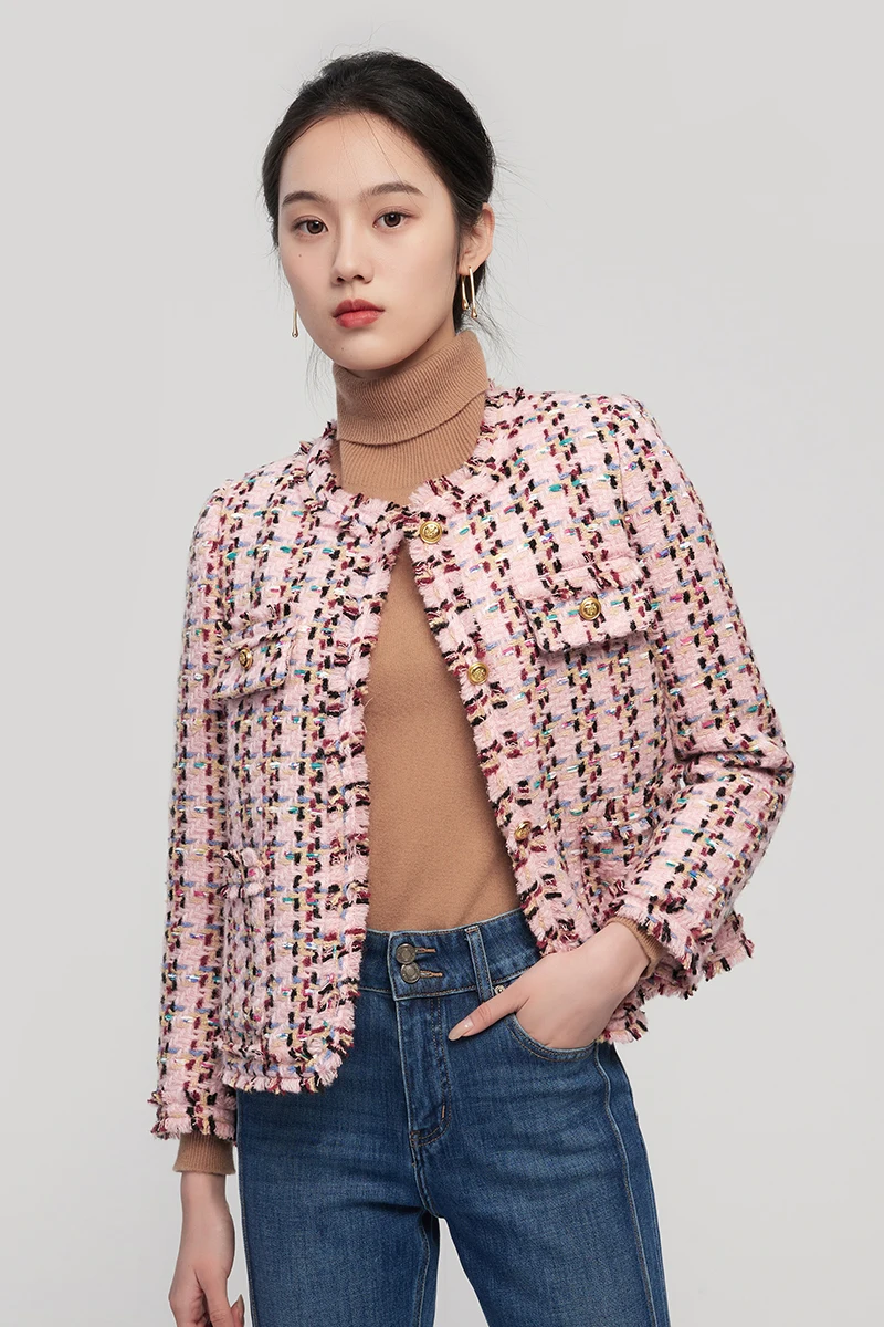 New 2023 Spring Casacos De Inverno Feminino  90%  White Duck Down Tweed Jacket High Street  Single Breasted  Wide-waisted