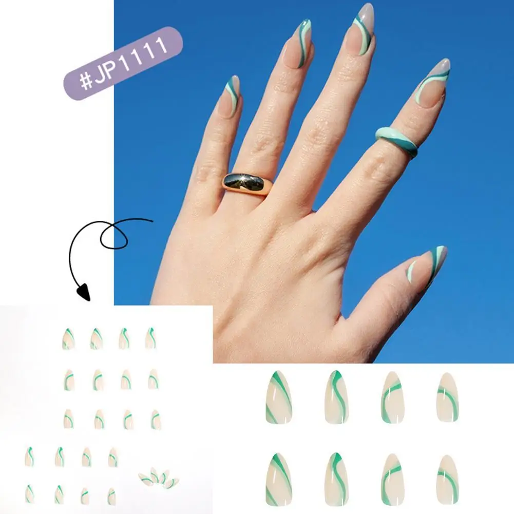 24 шт. Длинные накладные ногти на французский балет для ногтей искусственные с