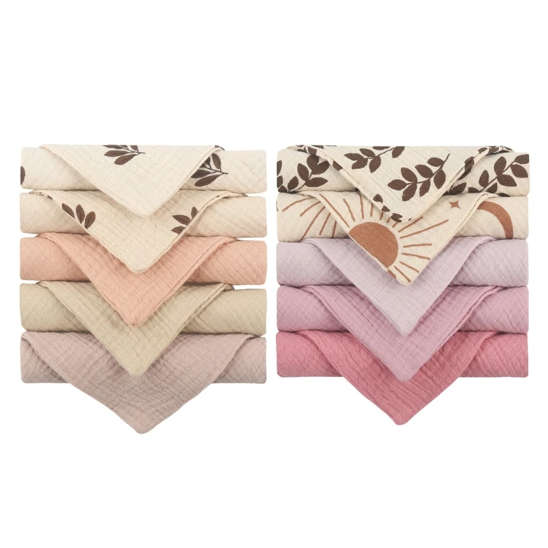 

10Pcs/Set Baby Facecloth Baby Bath Towel Handkerchief Cotton-Gauze Burp Cloth Soft High-absorbent Kindergarten Washcloth