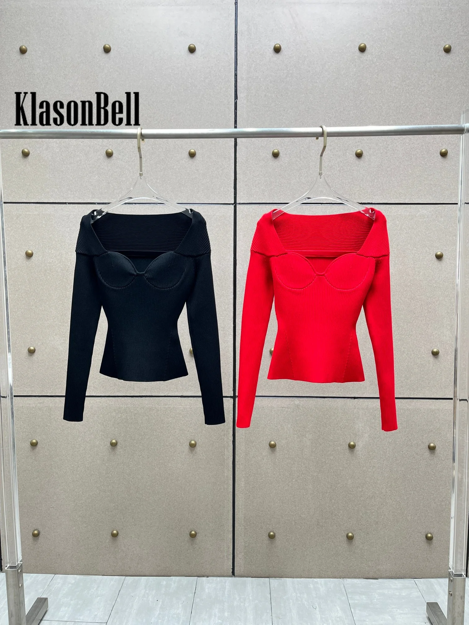 11 28 KlasonBell Ребристый эластичный трикотаж сексуальный с открытыми плечами и