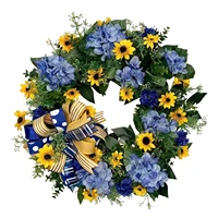 yellow and blue wreath 18 inch artificial sunflower wreath spring summer sunflower wreath for front door home wall wedding