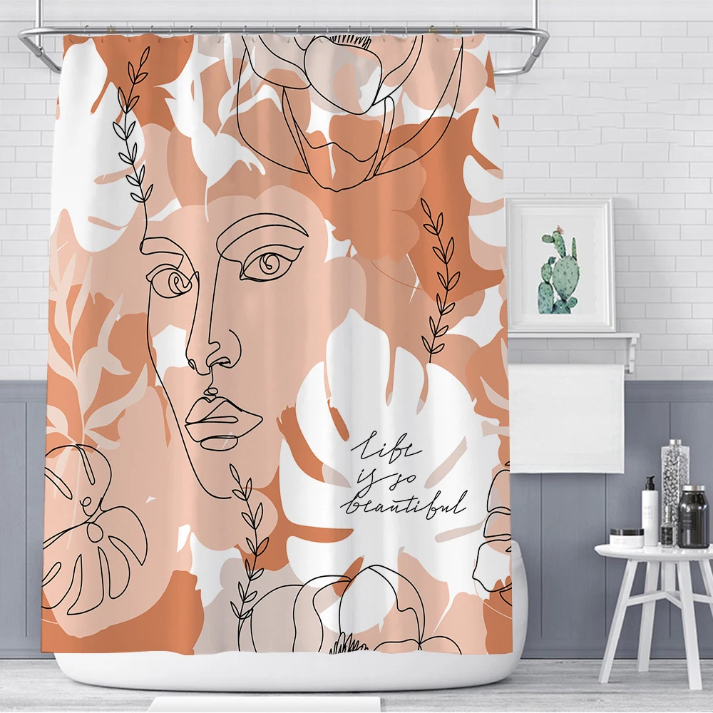 

Абстрактная Женская душевая занавеска в стиле бохо среднего века, минималистичное искусство, женская дизайнерская занавеска из полиэстера, Водонепроницаемая Ванная Комната