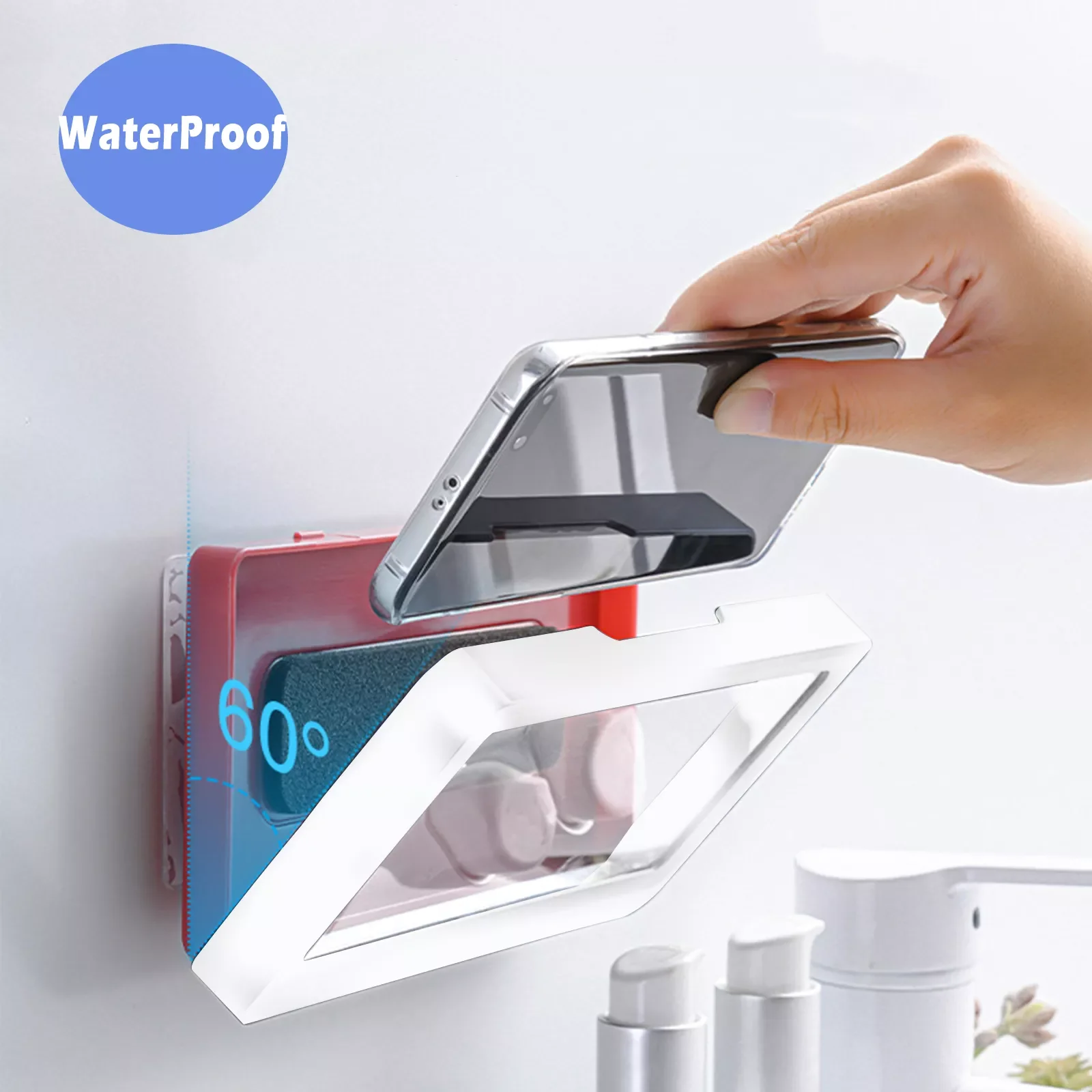 

Bathroom Toilet Mobile Phone Holder Box Wall Mounted Soap Bracket 6 Inch Phone Storage Case Waterproof Shower Watching Holder