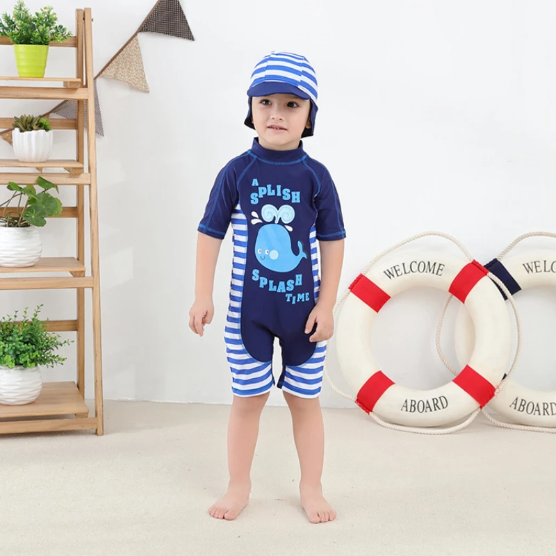 

Baby Boys Swimsuit Long Sleeves One Piece Swimwear for Kids Toddler Cartoon UPF50+ Rash Guards Infant Bathing Suit Korea Sets