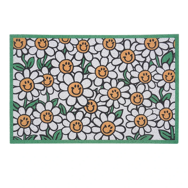 

Коврик ромашка со смайликом для дома, Противоскользящий коврик из ПВХ для спальни, ванной, прихожей, гостиной, коврик для входной двери с шелковой петлей по индивидуальному размеру