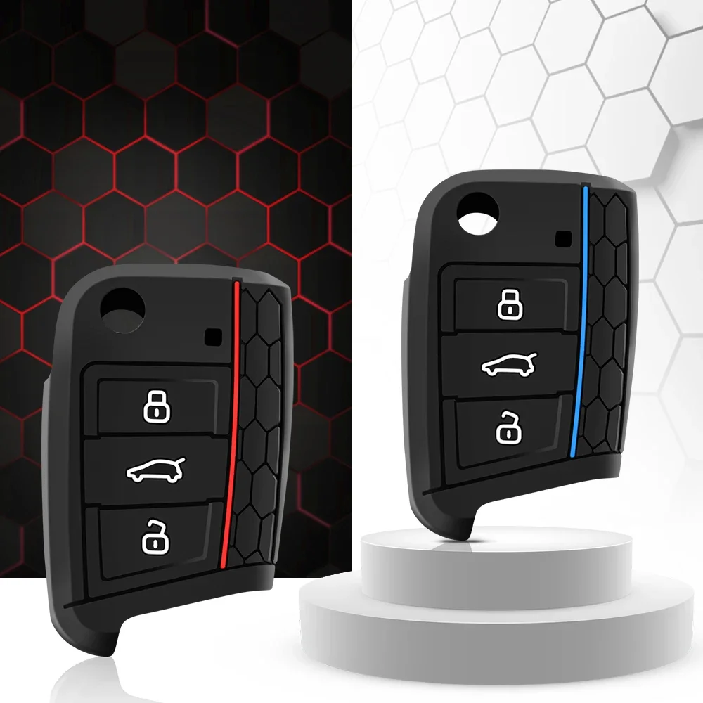 Силиконовый Чехол Для Ключей VW Golf 7 GTI POLO T-Cross Touran Tiguan Skoda Octavia Rapid Kodiaq Fabia Seat Ibiza Leon At...