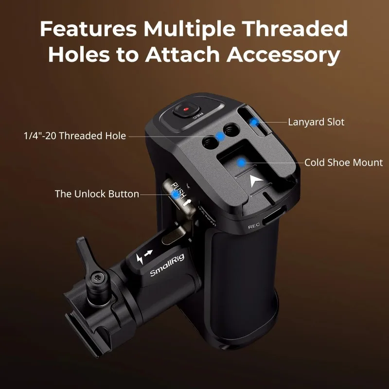 Фото Вращающаяся боковая рукоятка SmallRig 5235 с триггером REC и зарядкой PD для камер Canon и Blackmagic №2