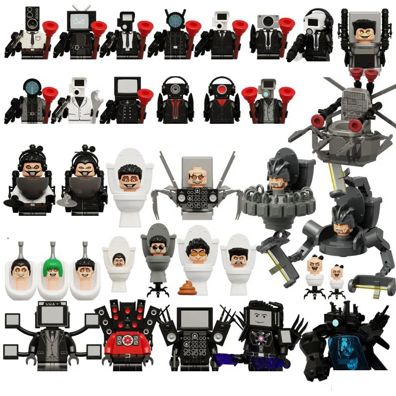 Skibidi Туалет Аниме Мультфильм Кирпичи Спикермен Телевизор Человек Оператор Экшн