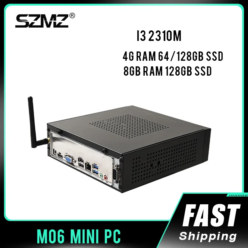 SZMZ 4K Fanless MINI PC Core i3 2310M 8G RAM 128G 256G SSD Desktop Computer HDMI VGA WiFi Gaming PC Support Windows 10