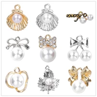 shell pearl charms for jewelry making supplies silvergold color pendant bow knot maple leaf letters charm diy girl accessories
