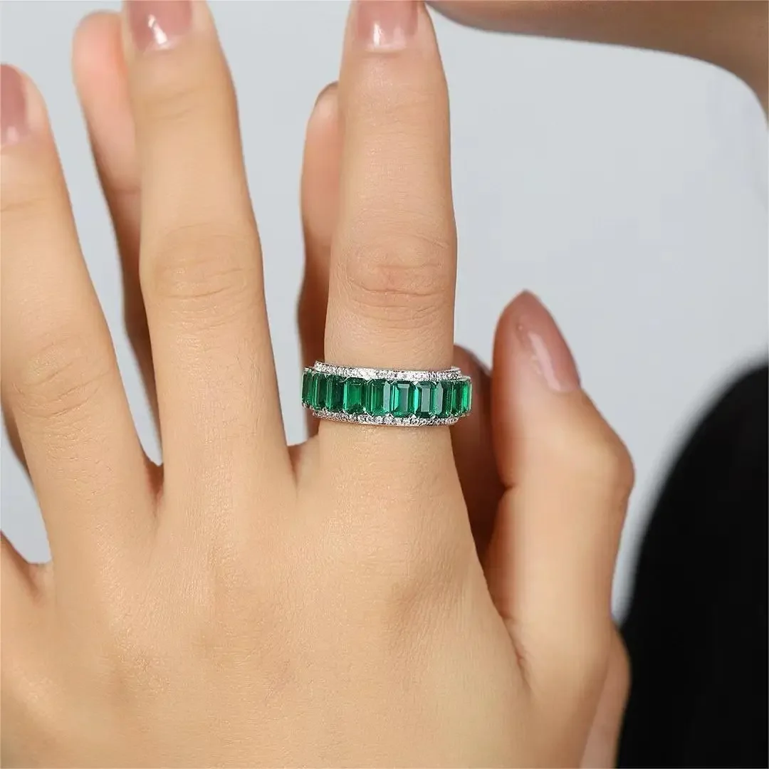 a klasyczny pierścionek Pirmiana S925 srebro 17 18 ct uprawiane szmaragdowe pierścionki dla kobiet które można dostosować tego samego z białego