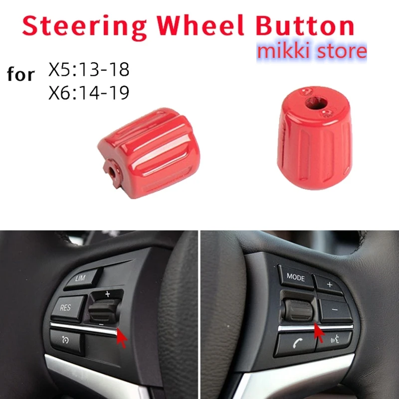 

1 Pair Car Steering Wheel Button Control Knob Wheel Switch Multi-Functional for -BMW X5 F15 X6 F16 Red 61319273655