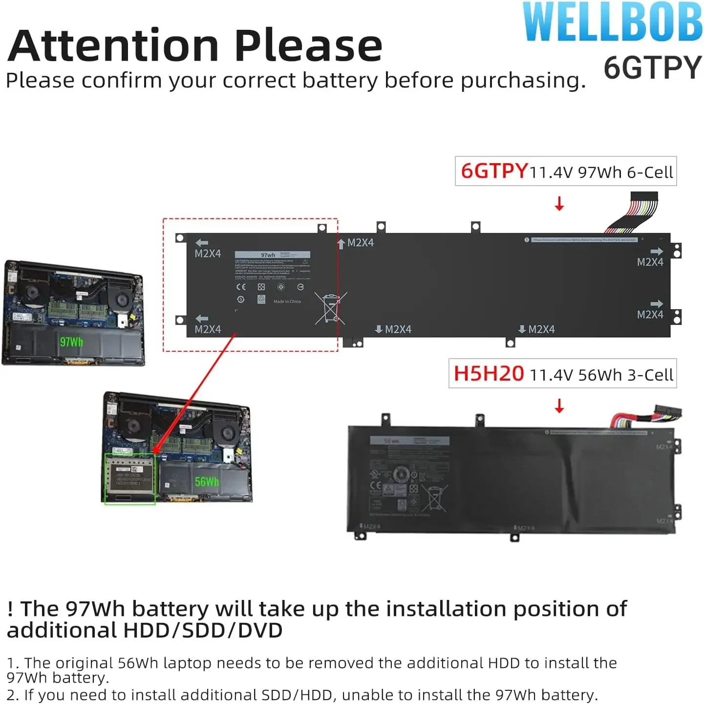 6GTPY 4gvgh Аккумулятор для ноутбука Dell XPS 15 9560 9570 Inspiron 7591 P56F001 5510 5520 M5520 M5510 Замена Vostro 7500