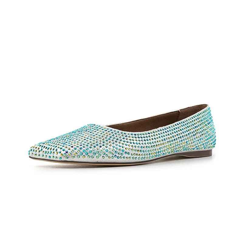 Arden Furtado 2024 металлические кожаные туфли с квадратным носком и мелким кристаллом