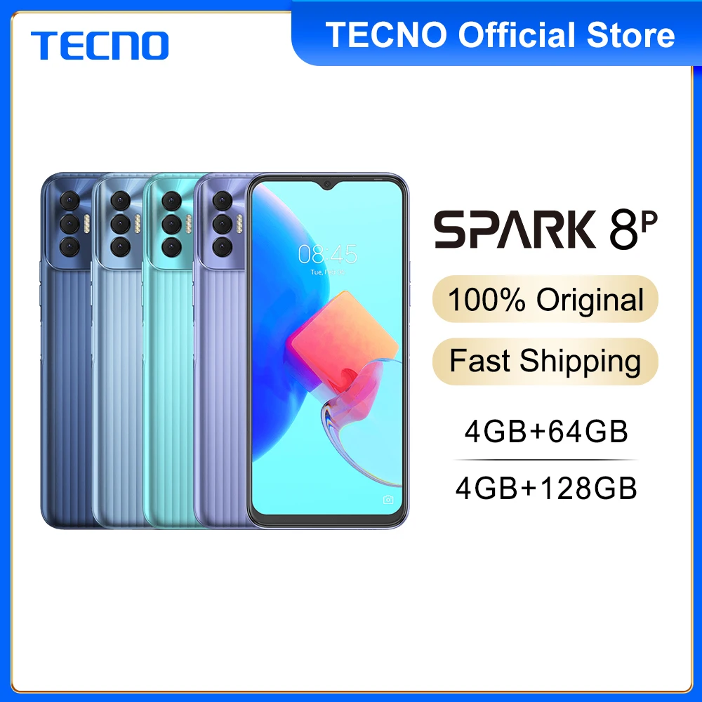 Смартфон глобальная версия Tecno Spark 8P 4 + 64 ГБ/4 Гб + 128 Гб, аккумулятор Helio G70, 5000 мАч, 6,6 дюймовый FHD сотовый телефон 50MP NFC