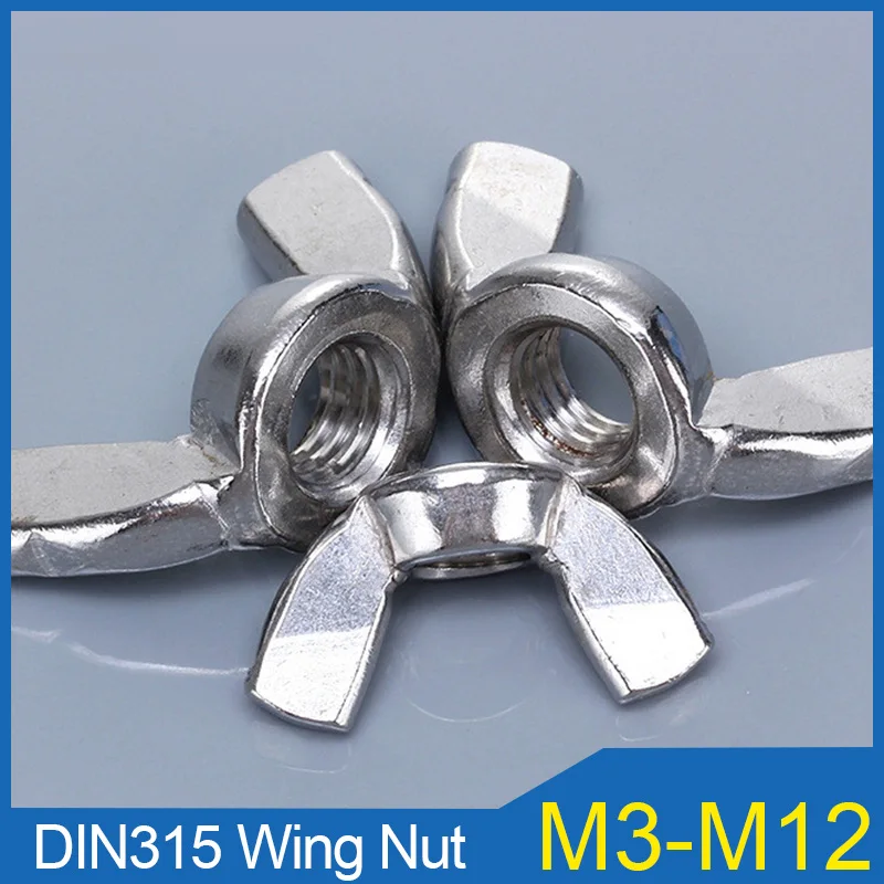 

M3 M4 M5 M6 M8 M10 M12 Butterfly Nut 304 Stainless Steel Wing Nut Sheep Horn Hand Screw DIN315 Hand Tighten Nut