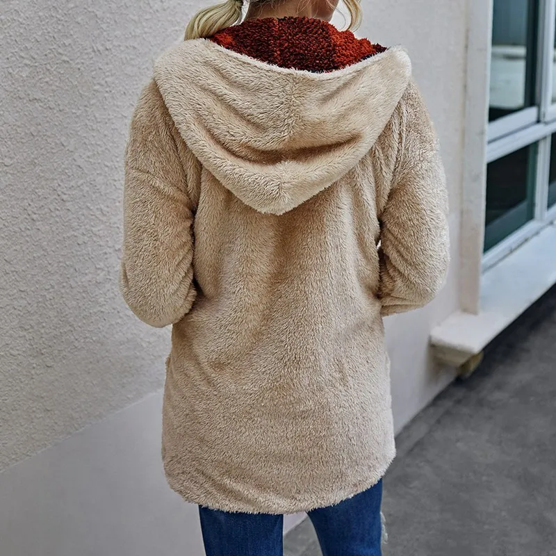 New Winter Plaid Thick Warm Jacket Parkas Women Lambswool Cotton Padded Coat Female 2021 Autumn Fashion Ladies Casual Coats Red