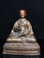 8 tibetan temple collection old bronze cinnabar guru buddha marpa buddhist teacher sitting buddha town house exorcism