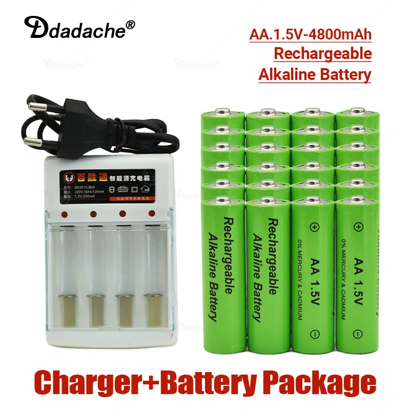 

100% brand new rechargeable battery AA 1.5V 4800mah chargeable For Clock Toys Flashlight Remote Control Camera battery+charger