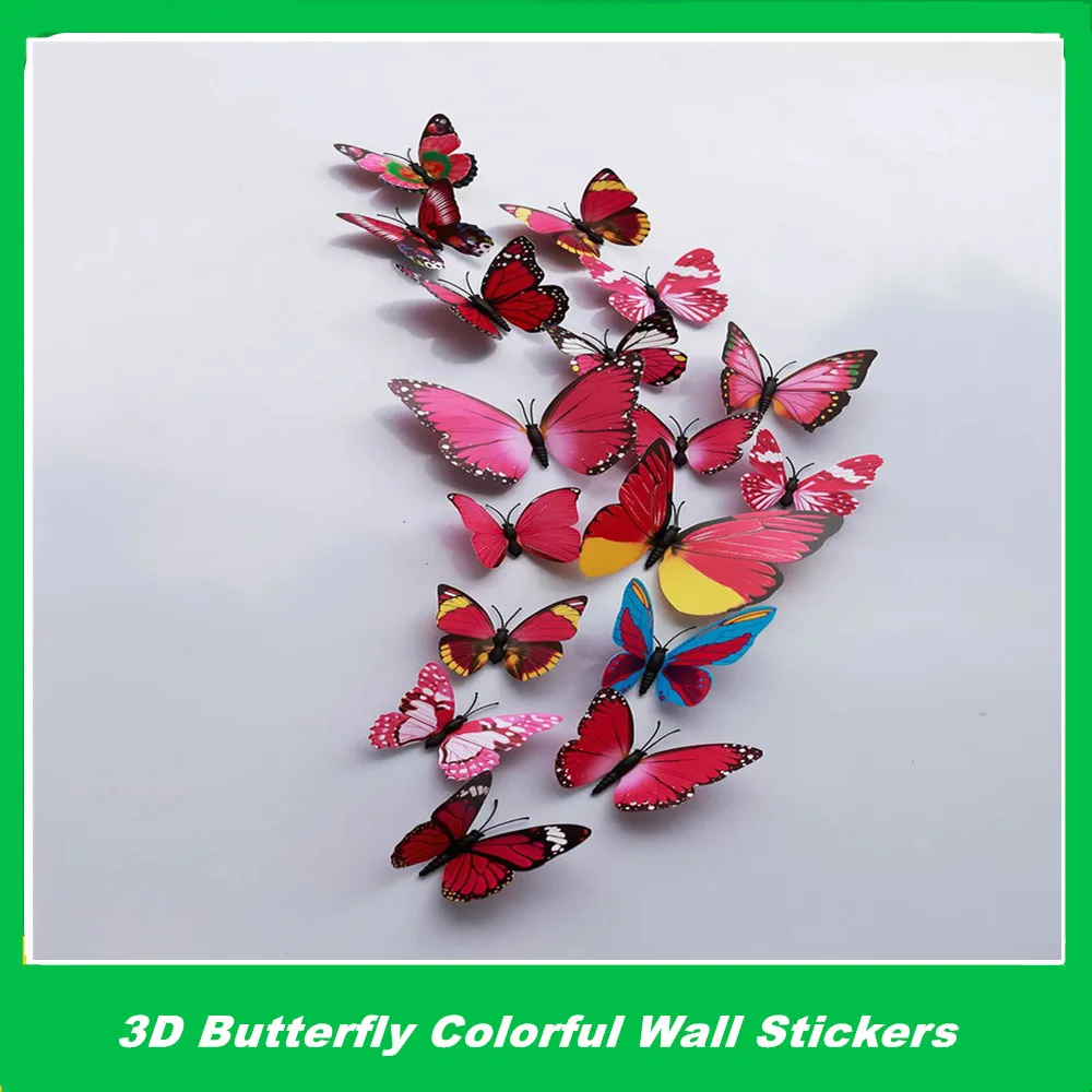 12 шт. наклейки-бабочки на стену