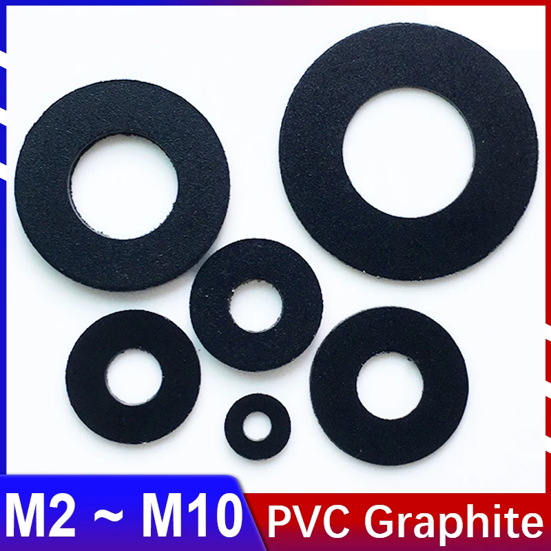 

Ультратонкая плоская шайба из черного ПВХ графита, пластиковая M2 M2.5 M3 M4 M5 M6 M8 M10, изоляция печатной платы, устойчивость к кислотам и щелочам