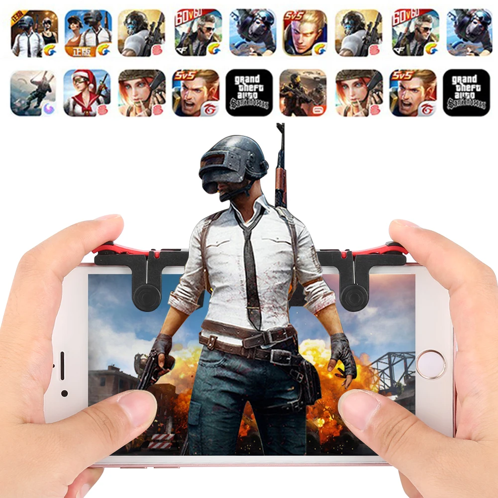 

Phone Gamepad Trigger Fire Button Aim Key L1R1 Shooter Controller PUBG FUT1 Mobile Trigger Fire Button Aim Key Mini Gamepad