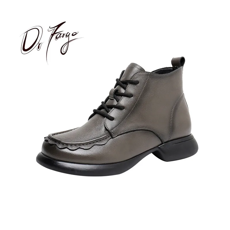 

Женские ботильоны ручной работы DRFARGO, черные ботинки из натуральной кожи на низком каблуке, с мягкой подошвой, в стиле ретро, большие размеры...