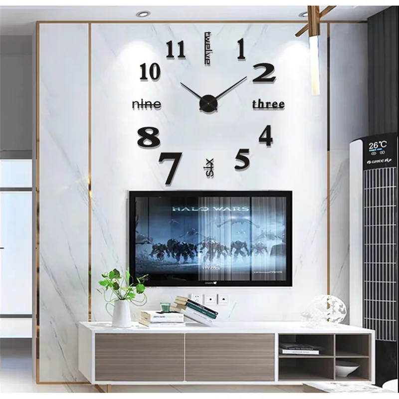 

3D Acrylic Mirror Wall Clocks Creative DIY Luminous Frameless Digital Clock Living Room Home Decor Stickers Silent Clock