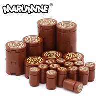 marumine tile round 2x2 with tree stump wood grain pattern 100pcs moc bricks part assembly build blocks 14769pb196 98138pb042