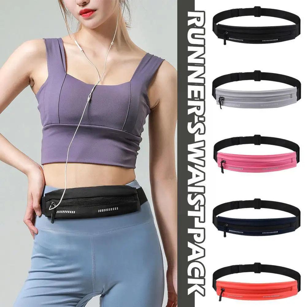 

Runner's Waist Pack Nylon Waterproof Multi-function Fitness Sports Jogging Belt Zippered Waist Bags For Women T9U9