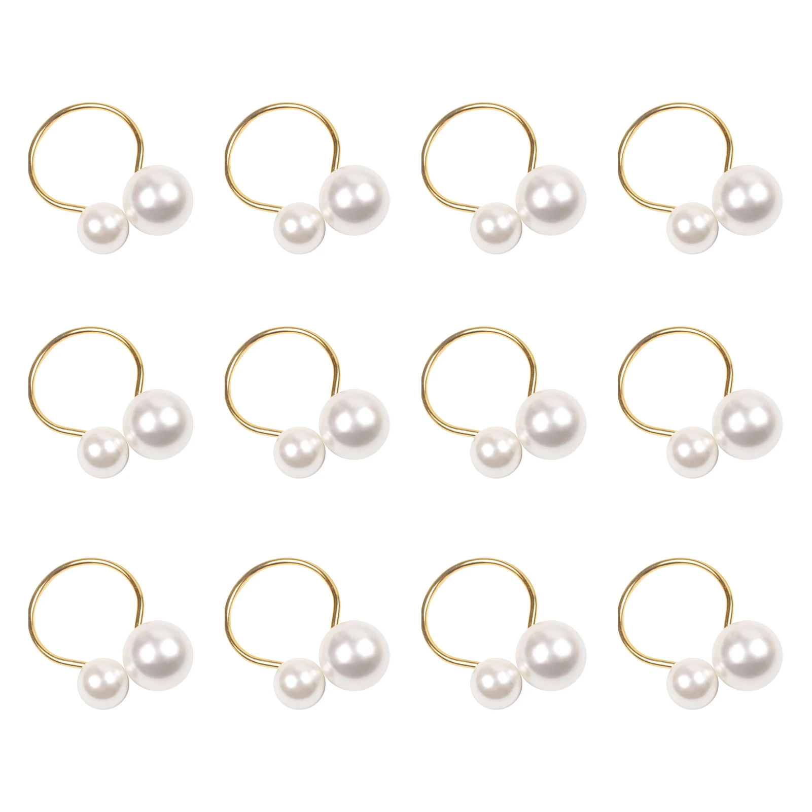 

12pcs Dinner Table Decorations Elegant Appearance Thanksgiving Easy To Clean Metal Pearl Banquet Durable Napkin Ring Restaurants