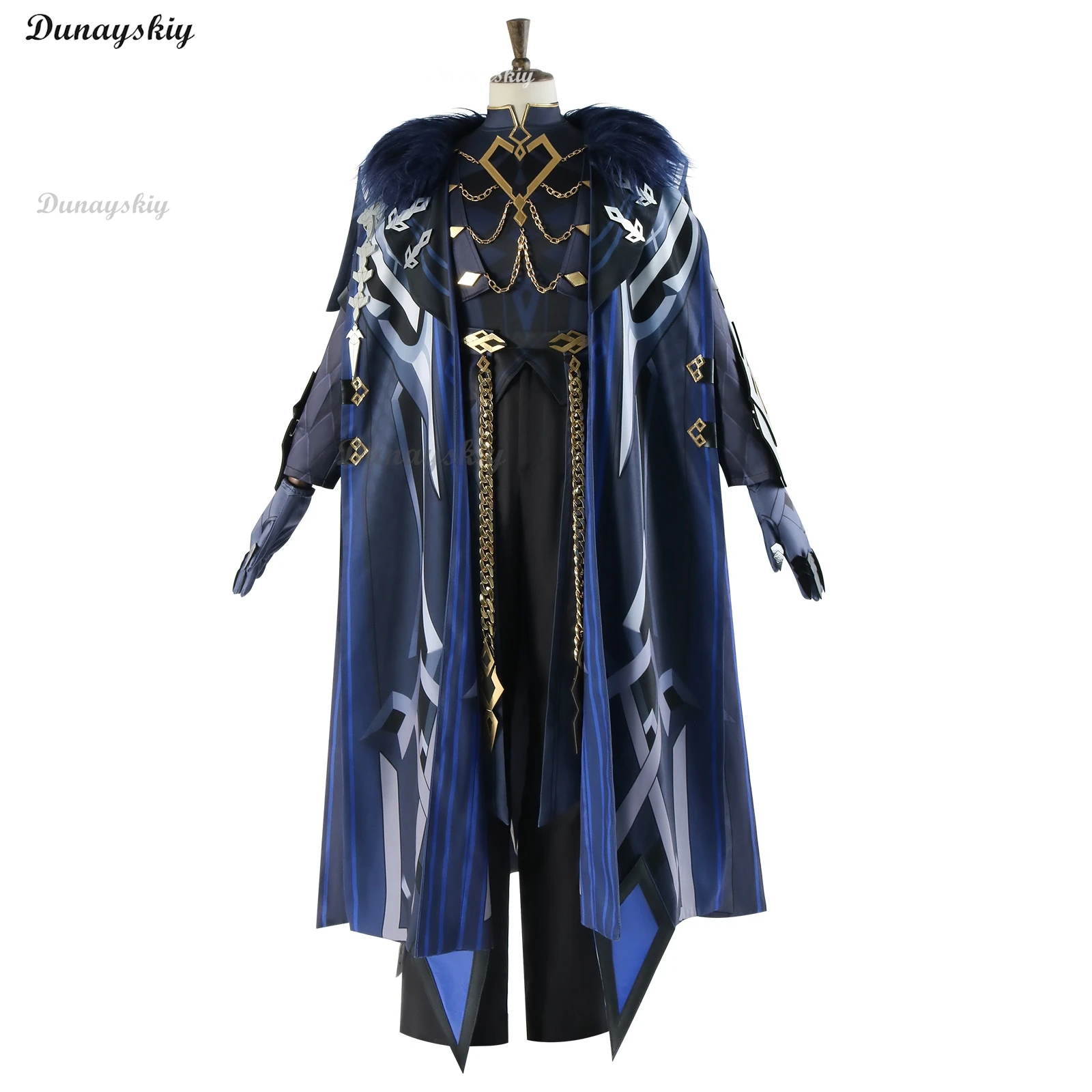 Genshin Impact Eleven Fatui Harbinger Косплей Костюм Парик Плащ Маска Щит Для Лица Черная Униформа
