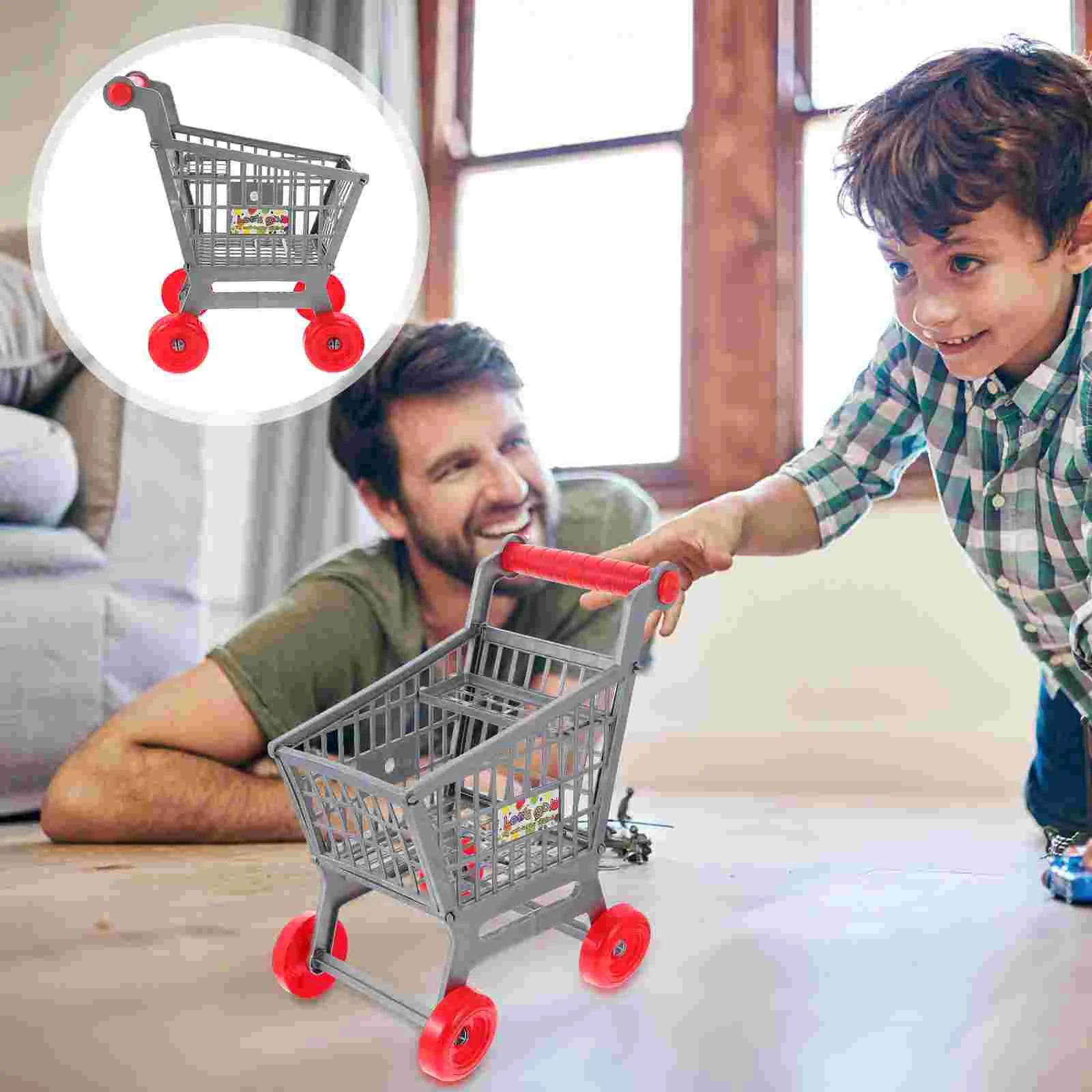 

Cart Shopping Kidsmini For Grocery Trolley Simulation Toddler Storage Playing Rack Store S Simulated Wheels Supermarket