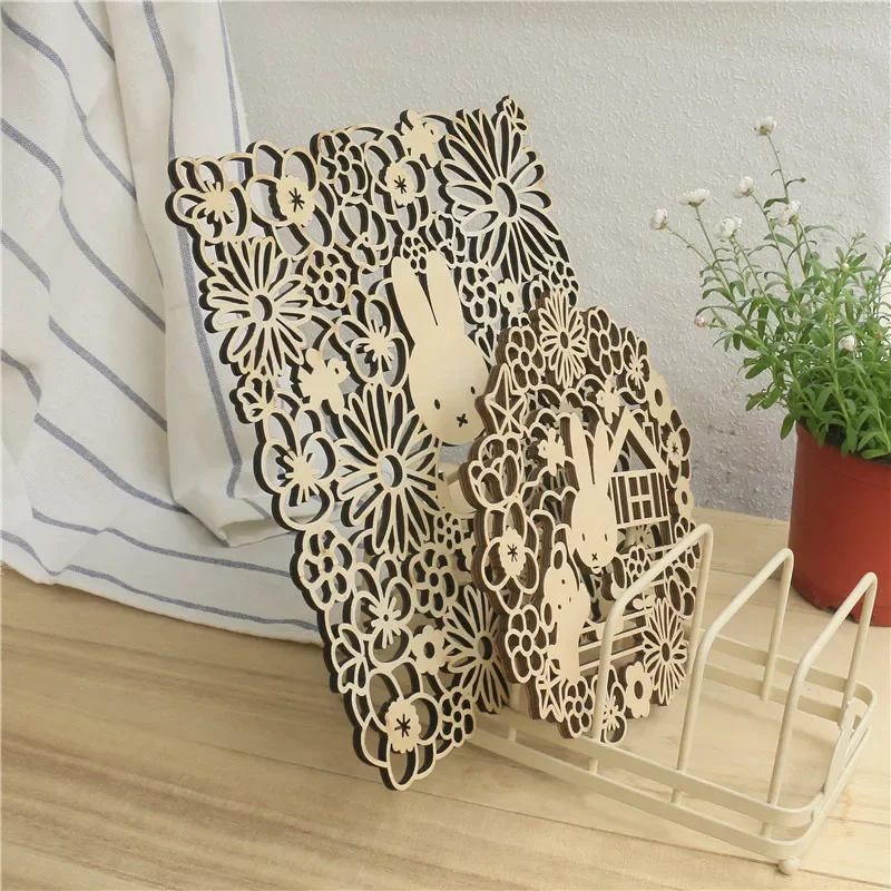 Kawaii MIffy деревянная подставка для горшка коврик термоизоляционный силуэт