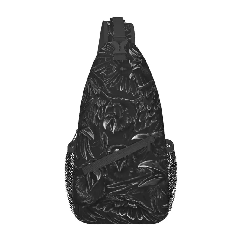 

Повседневная сумка-слинг Raven Rage для Путешествий, Походов, мужской рюкзак на плечо в готическом стиле с ведьмой на Хэллоуин и страшной вороной