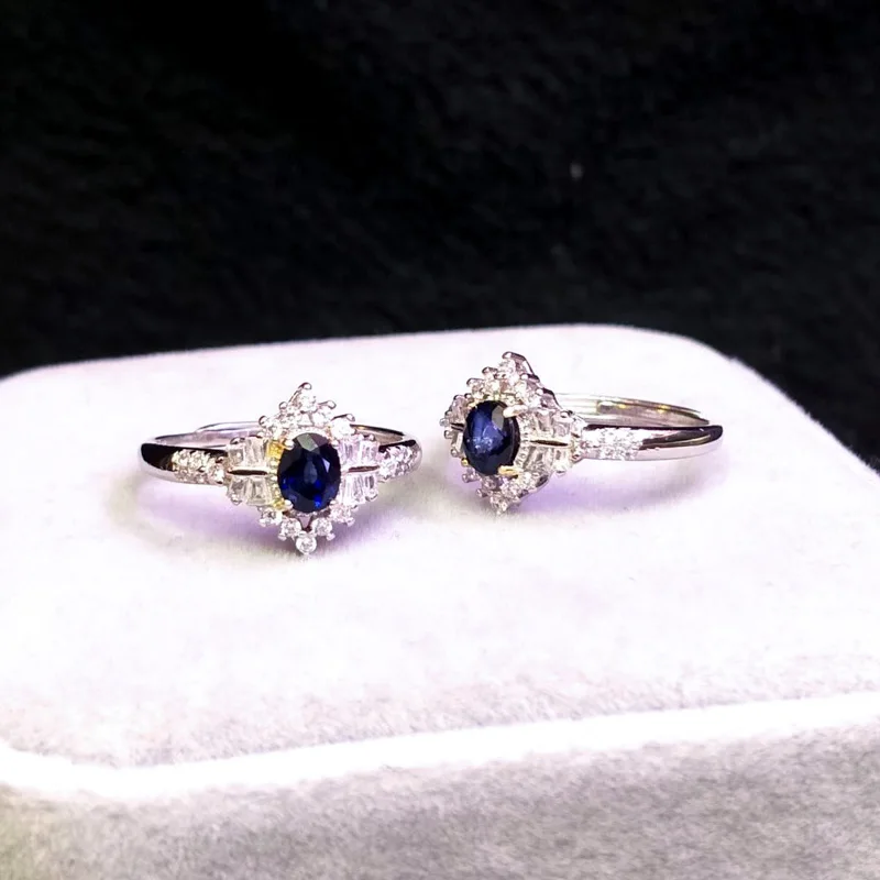 CSJ подлинное кольцо из натурального сапфира Стерлинговое Серебро 925 пробы