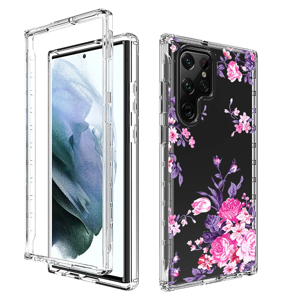 

Painted Silicone Clear Case For Samsung Galaxy S22 Ultra Case Shockproof Bumper Back Cover For Galaxy S21 Plus S22+ S21 FE Capa