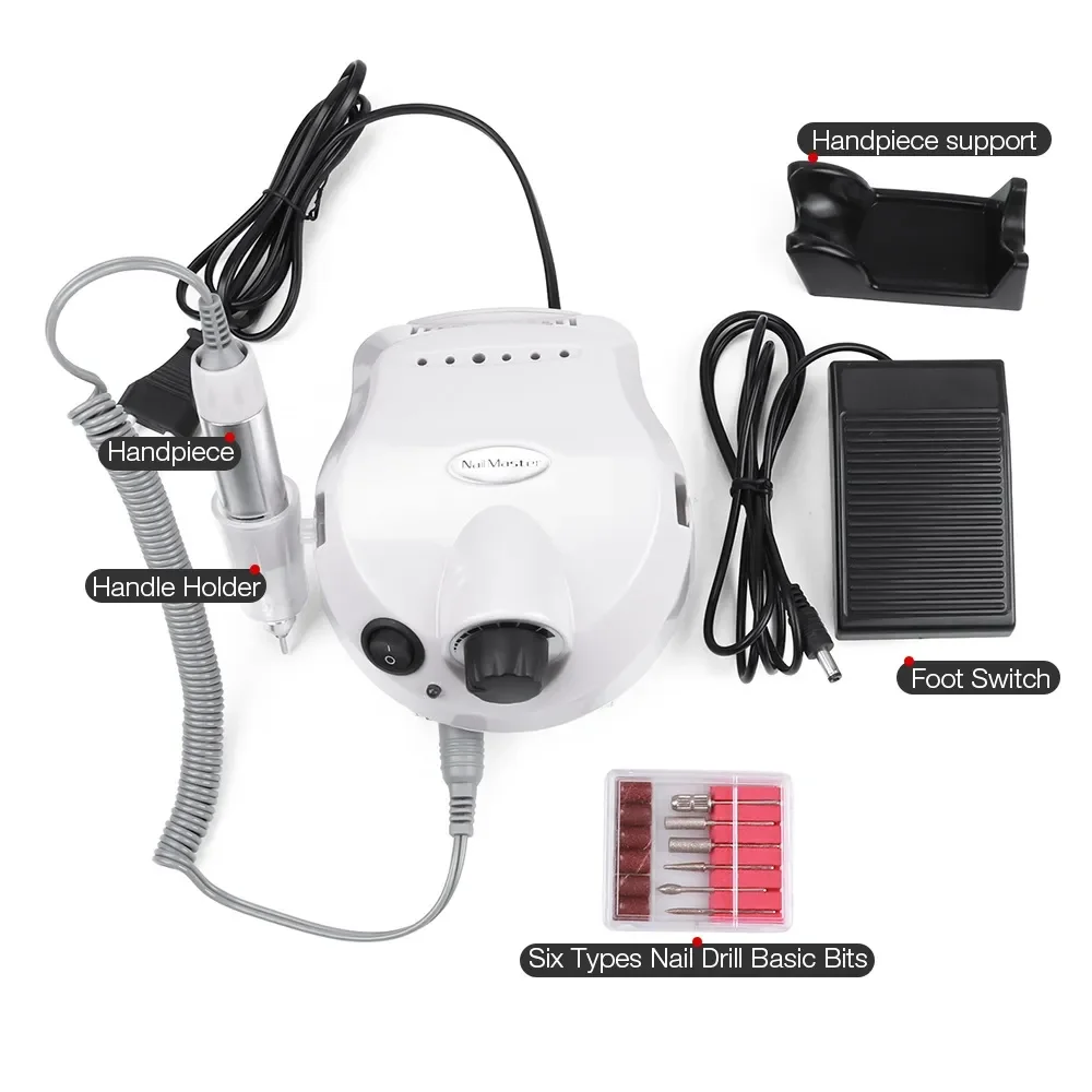 

NEW2023 Nail Drill Machine 35000RPM Manicure Nail Drill Bits Set Pedicure Sanding Equipment Kit With Miling Cutter File Tools