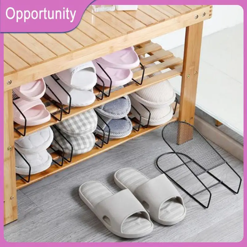 

Durable Storage Shoe Rack Placing Shoes Black Storage Rack Saving Space Sturdy Shoe Rack Shoe Hanger Double Layered Iron 1pcs