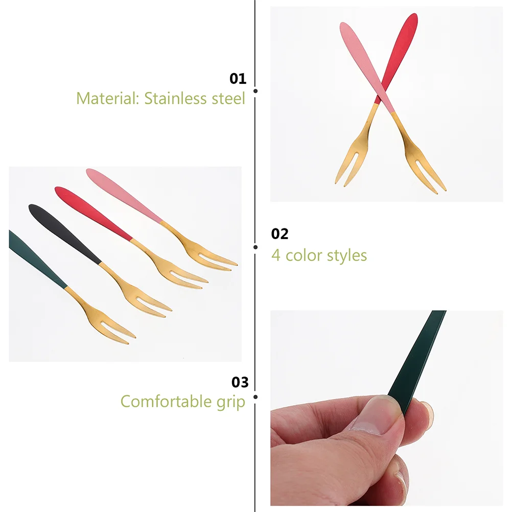 

5pcs Household Stainless Steel Mini Cake Forks Snack Fruit Fork Food Forks
